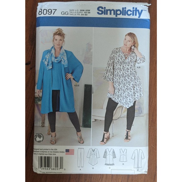 2 UNCUT Simplicity Patterns Size 26W-32W - Picture 4 of 5